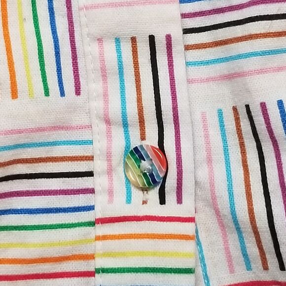 Target L Dress Take Pride Linen Blend Tie Shoulder Rainbow Babydoll Sun Beach - Picture 3 of 7